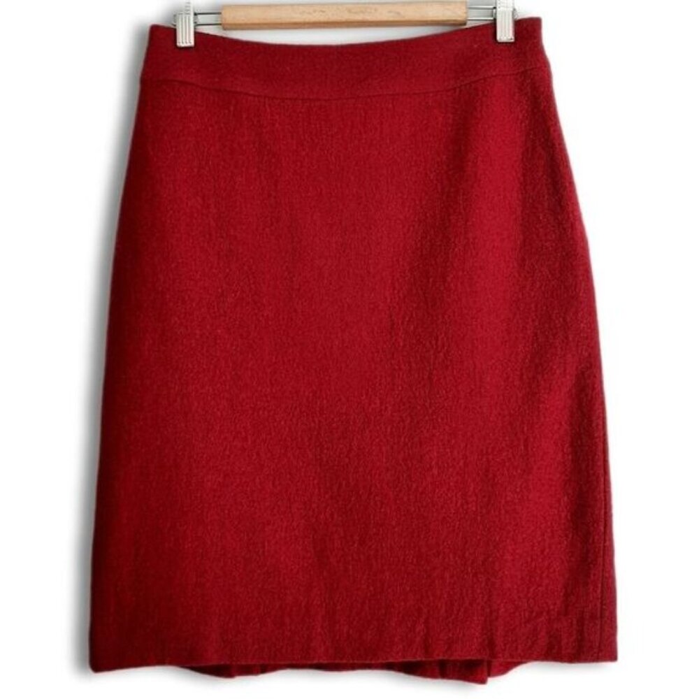 BANANA REPUBLIC Marilyn Textured Wool Blend Pencil Skirt Red Sz 6 Flawed